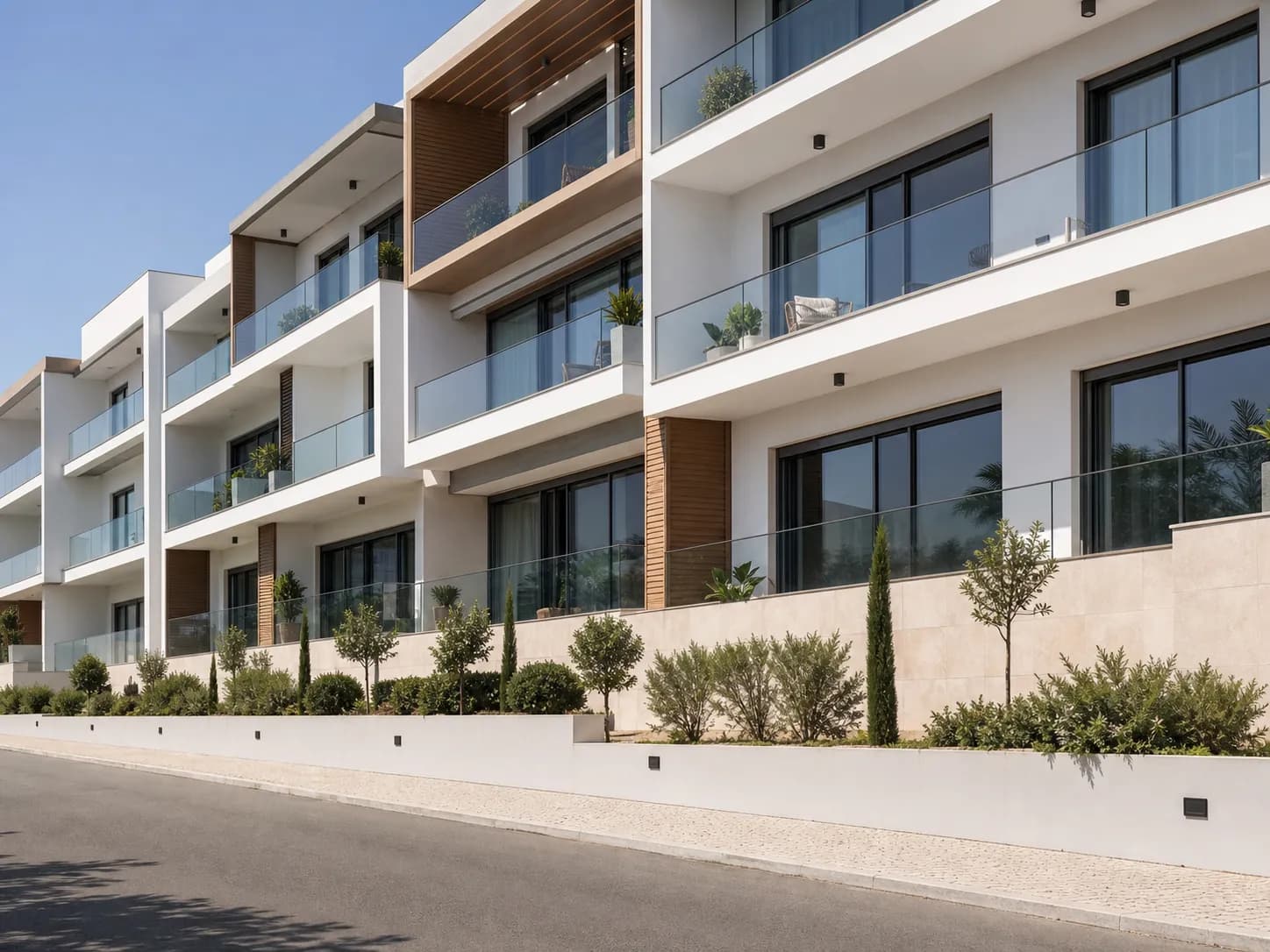 Fachada de apartamentos com janelas de alumínio